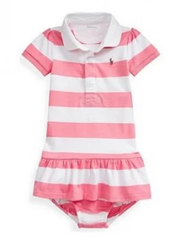 Image of Ralph Lauren Baby Girls Stripe Polo Dress - Bright Pink, Bright Pink, Size 18 Months