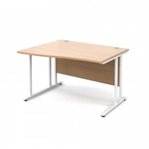 Image of Maestro 25 WL Left Hand Wave Desk 1200mm - White Cantilever Frame bee
