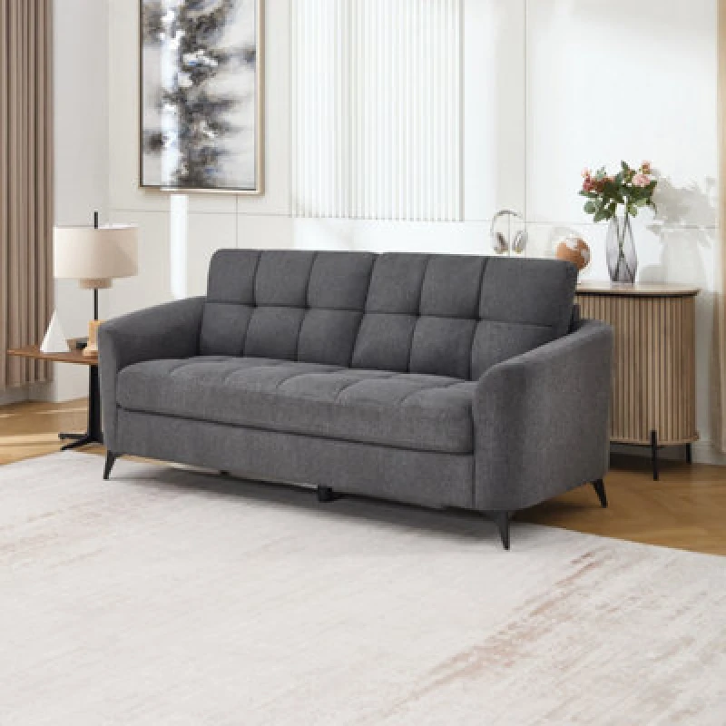 Image of More4Homes Solna 3 Seater Scandi Style Fabric Living Room Sofa (Charcoal)