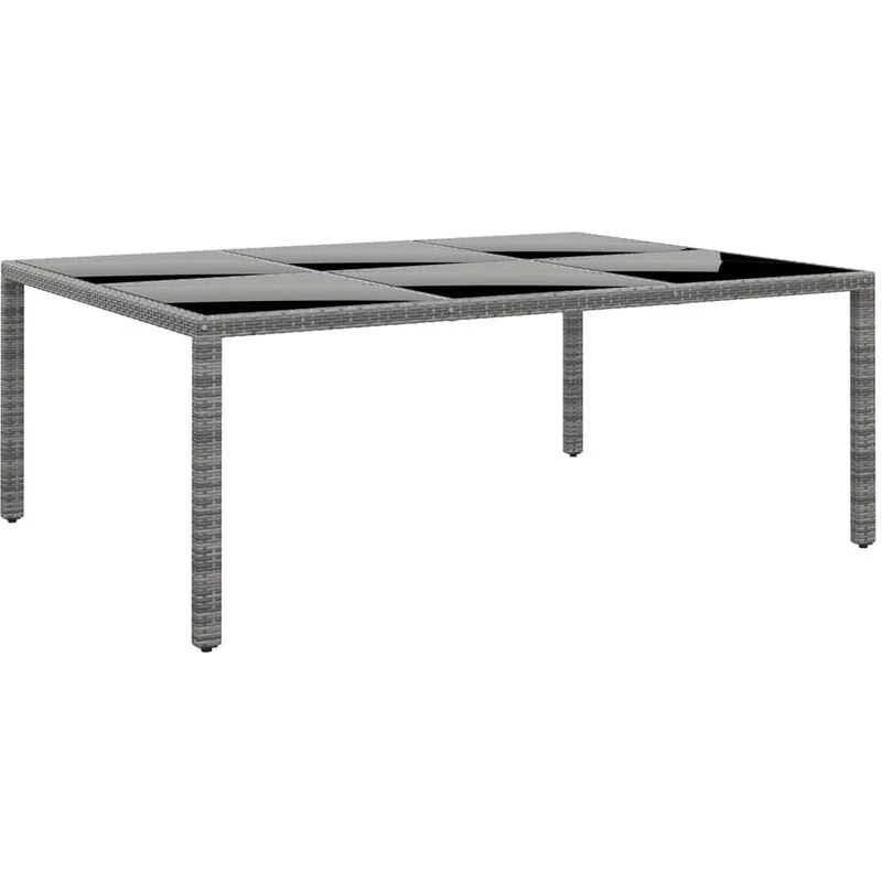 Image of VIDAXL Garden Table 200x150x75cm Tempered Glass and Poly Rattan Grey Vidaxl 8720286089644