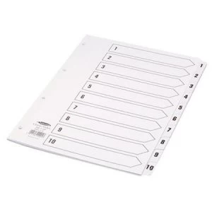 Image of Concord Classic Index 1-10 A4 White Board with Clear Mylar Tabs 00901/CS9