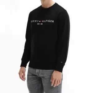 Image of Tommy Hilfiger Mens Chest Logo Sweatshirt - Black - S