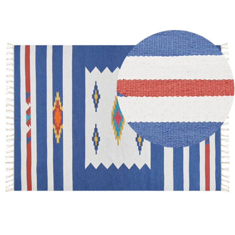 Image of Beliani Rug Varser Multicolour 140 X 200 Cm Cotton Kilim