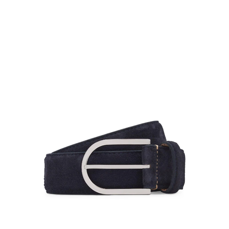 Image of Boss Mens Lorys St Leather Belt Blue male 32R (85cm)