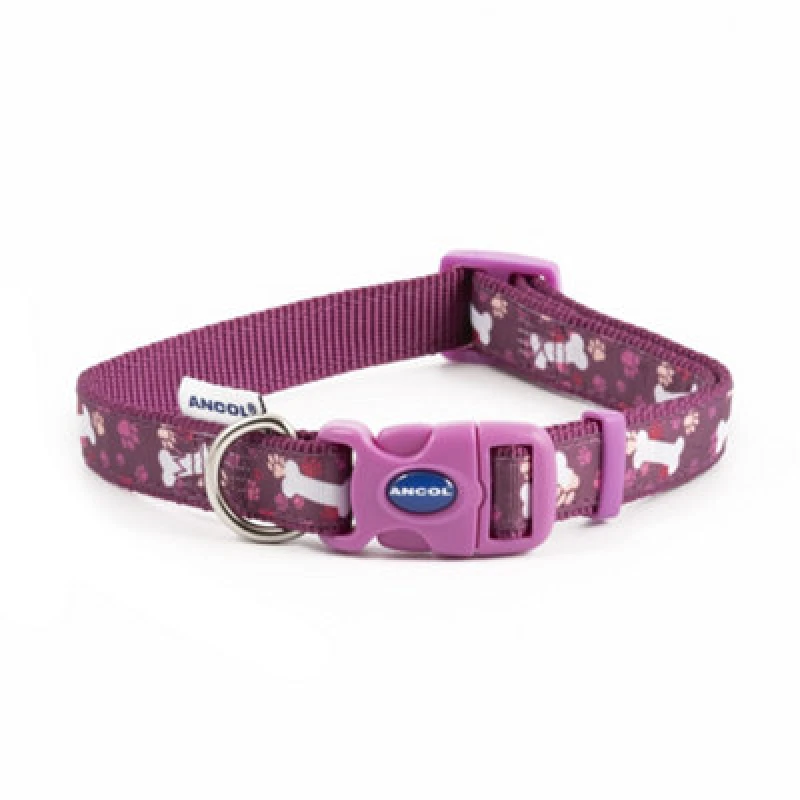 Image of Ancol Fashion Adjustable Printed Dog Collar Purple
