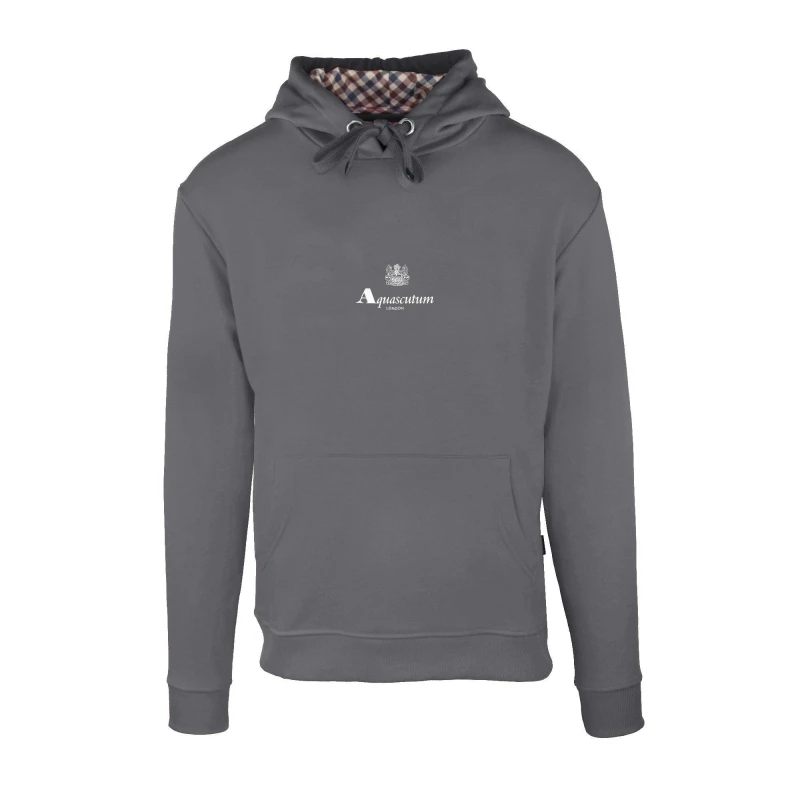 Image of Aquascutum Mens Hooded Sweat Pull Over Hoodie Antracite male Small