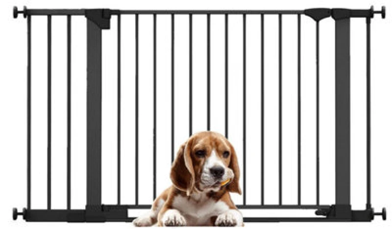 Image of Bettacare Safestep Dog Gate, Black, 131Cm - 138Cm, Extra Low Walkthough, 81Cm Extra Wide Doorway, Extra Wide Pet Gate