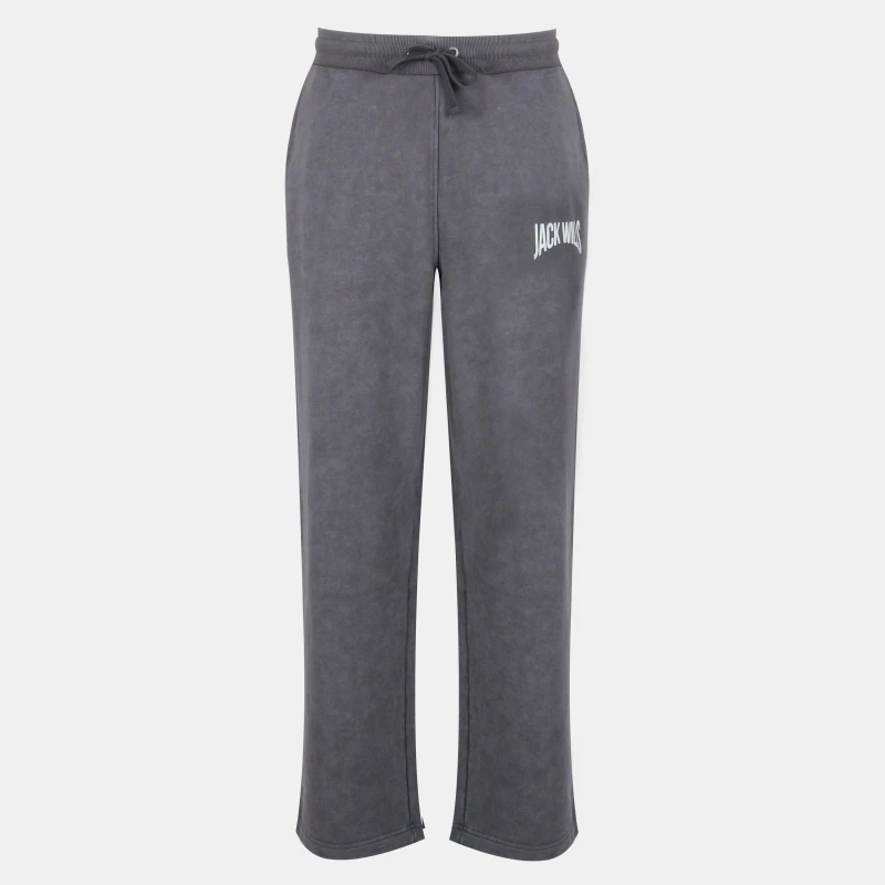 Image of Jack Wills Mens Graphic Cotton Open Hem Fleece Joggers Forged Iron male XS