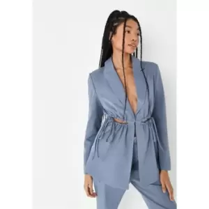 Image of Missguided Cut Out Waist Blazer - Blue