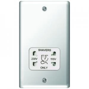 Image of Wickes Twin Raised Plate Dual Voltage Shaver Socket - Polished Silver