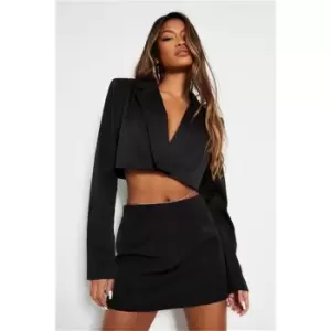 Image of I Saw It First Premium Woven Single Breasted Cropped Blazer Co-Ord - Black