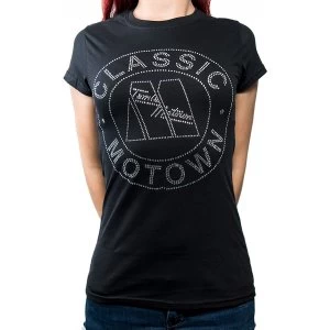 Image of Motown Classic with Rhinestone Application Ladies Small T-Shirt - Black