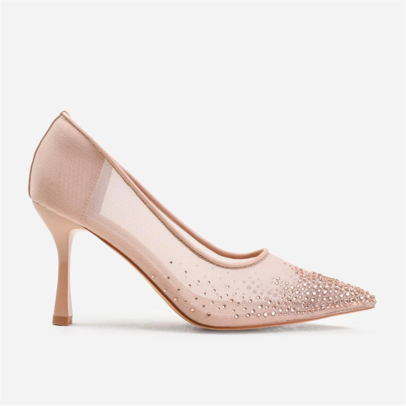 Image of Where's That From 'Aralyn' Wide Fit Court Shoe With Diamante Detailing Nude