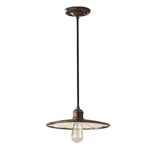 Image of 1 Light Dome Ceiling Pendant Bronze, E27