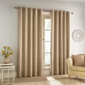 Image of Enhanced Living Savoy Chenille Textured Blackout Eyelet Curtains, Sand, 66 x 72 Inch