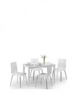 Image of Julian Bowen Set Of Taku Dining Table & 4 Mandy White Chairs