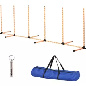 Image of Pawhut - Dog Agility Training Equipment Pet Play Run Obstacle w/Weaves Poles Whistle Carrying Bag Outdoor Games Exercise