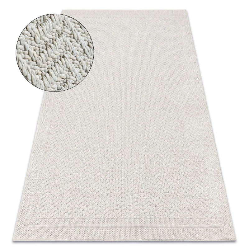 Image of RugsX Carpet Origi 3739 Cream - Frame, Herringbone Flat-Woven Sisal String 155X220 Cm