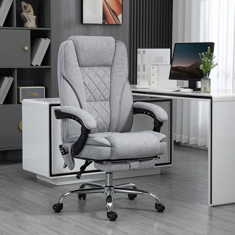 Image of VINSETTO VINSETTO Massage Office Chair, Heated Reclining Desk Chair, Grey Grey One Size Unisex 5063603041271