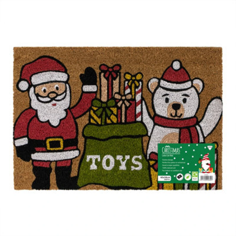 Image of Jvl Latex Backed Coir Entrance Doormat, 40X58Cm, Santa