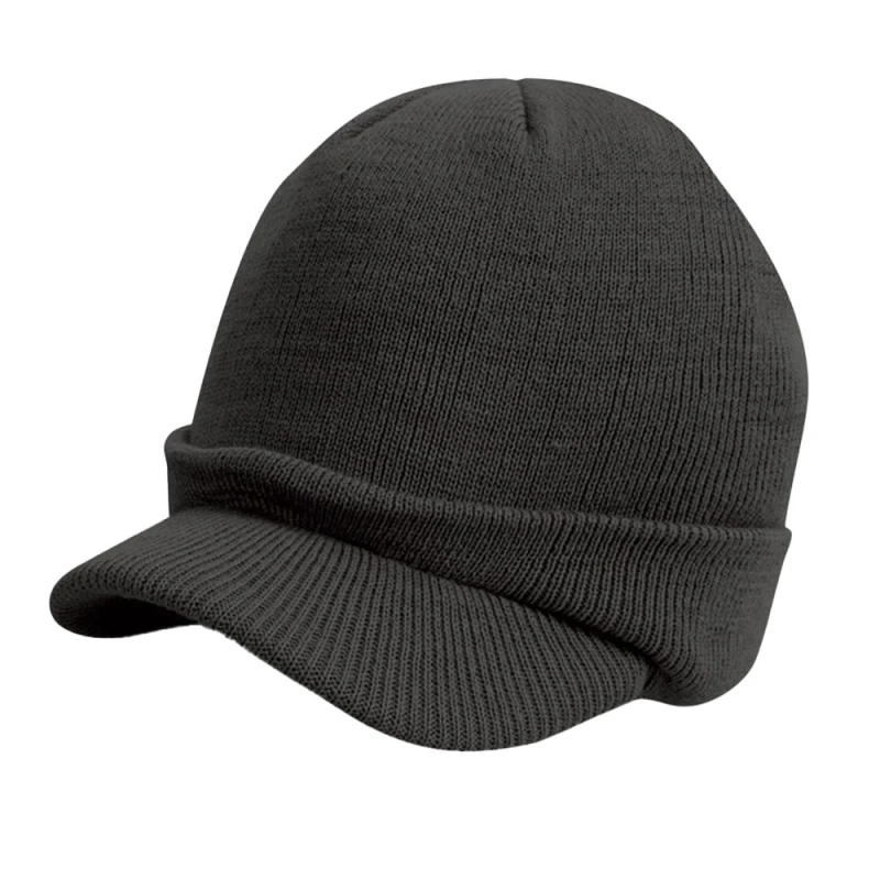 Image of Result Result Men Esco Army Knitted Hat in Charcoal Charcoal One Size Male 5063527380609