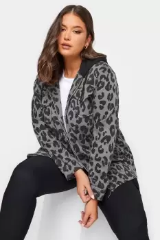 Image of Animal Print Hooded Shacket