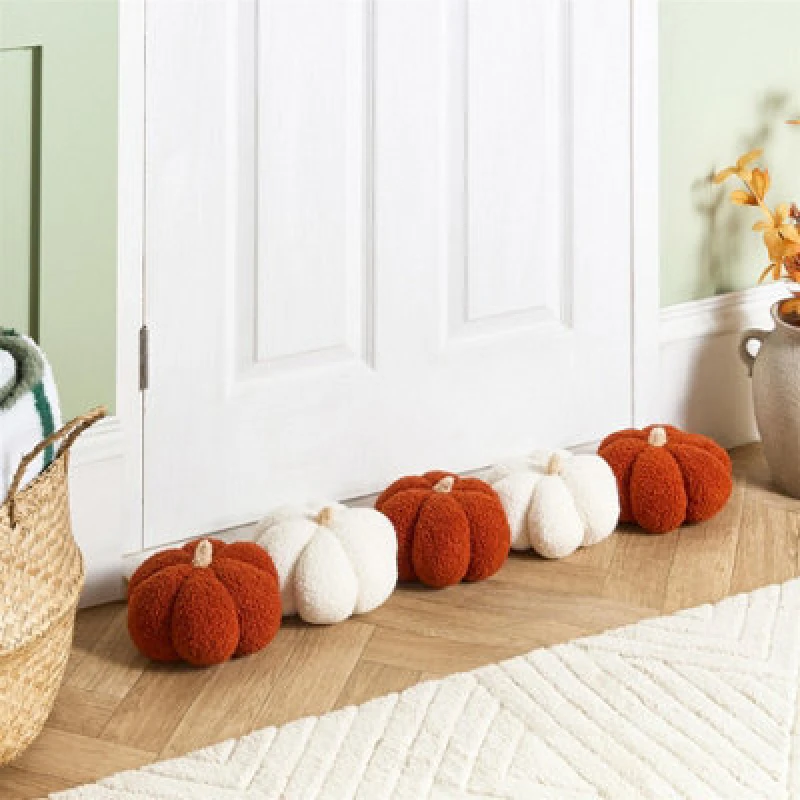 Image of OHS OHS Pumpkin Shaped Boucle Decorative Draught Excluder - Rust/White in Burnt Orange Burnt Orange One Size Unisex 5027434226559