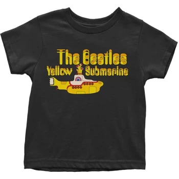 Image of The Beatles - Yellow Submarine Logo & Sub Kids 4 Years T-Shirt - Black
