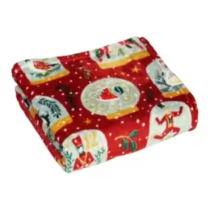 Image of Furn. Christmas Throw Fleece Polyester Red
