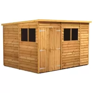 Image of Power Sheds 10 x 8ft Double Door Pent Overlap Dip Treated Shed