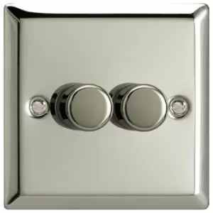 Image of Varilight Classic 2 Gang 1 or 2 Way 2x250W Dimmer Switch - Mirror Chrome - HC4