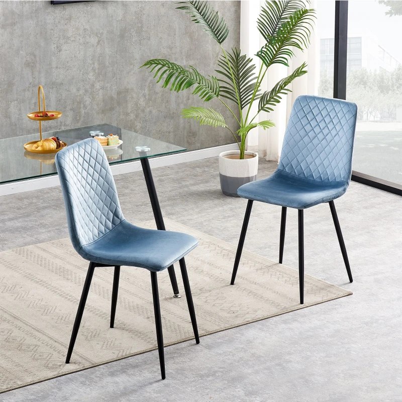 Image of MCC DIRECT Set of 2 Designer Velvet Fabric Dining Chairs Metal Legs Lexi Chairs livid LX0225