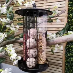 Image of Heavy Duty Trinity Bird Feeder Garden Wild Bird Hanging Copper Metal Seed Fat Ball and Peanut Feeder
