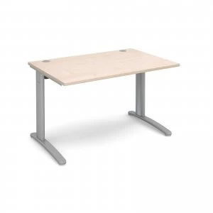 Image of TR10 Straight Desk 1200mm x 800mm - Silver Frame maple Top
