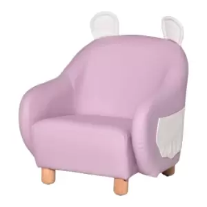 Image of HOMCOM Cute Bunny Rabbit Kids Sofa Faux Leather Mini Armchair Pink