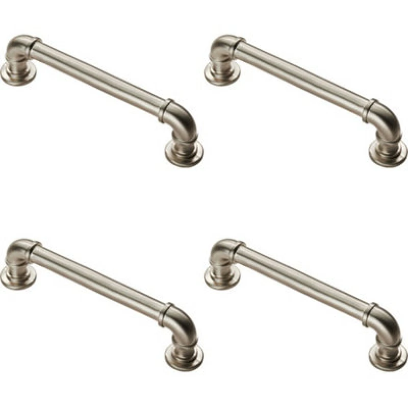 Image of Loops 4x Pipe Design Cabinet Pull Handle 128mm Fixing Centres 12mm Dia Satin Nickel Metallics unisex