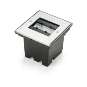 Image of Konstsmide Square Recessed Stainless Steel Ground Outdoor Effect Light, High Power LED, 6W, 230V, Adjustable, IP65