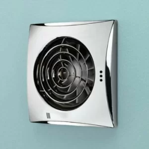 Image of Hush Chrome Wall Mounted Bathroom Fan with Timer