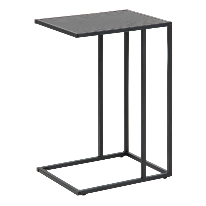 Image of Furniture To Go Seaford Black Metal Side Table with Black Top Black Unisex