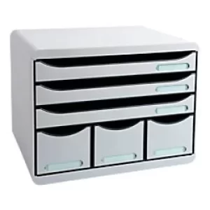 Image of Exacompta Drawer Unit with 6 Drawers Store-Box Maxi Plastic Light Grey 35.5 x 27 x 27.1 cm
