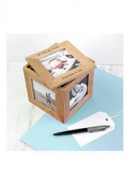 Image of Personalised Small Oak Photo Cube