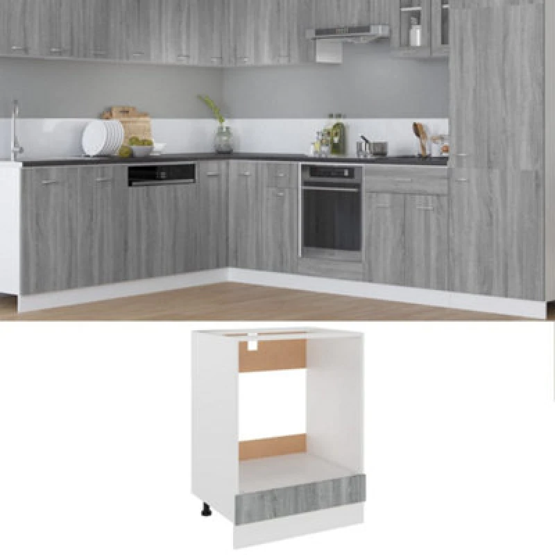 Image of Vidaxl Oven Cabinet Lyon Grey Sonoma 60X46X81.5cm Engineered Wood