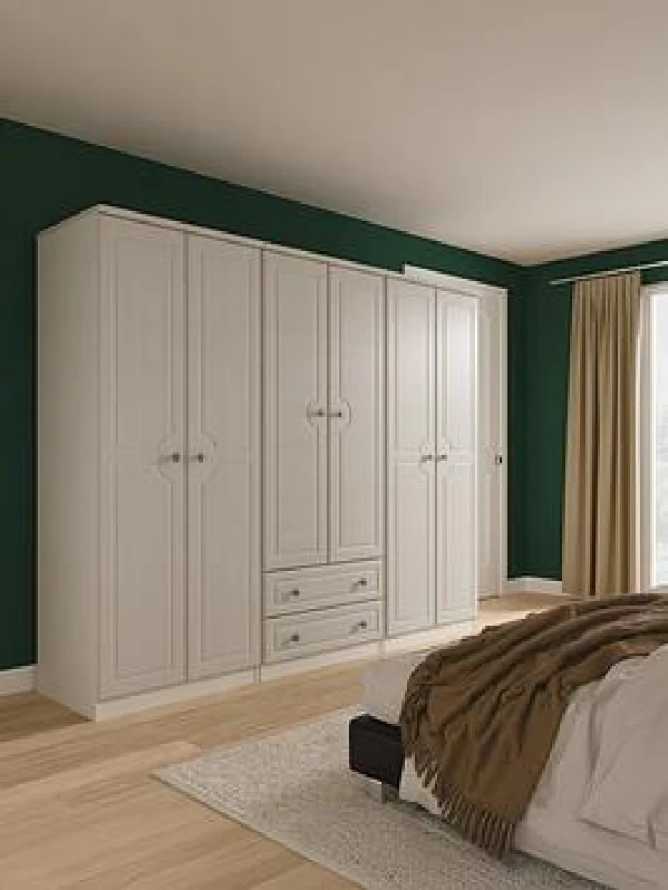 Image of Welcome Furniture Ltd Pembroke 6 Door 2 Drawer Wardrobe in Grey Ash - Ready Assembled, Grey PEM188GA