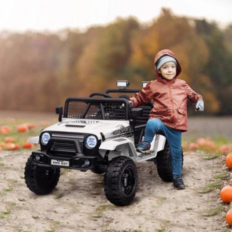 Image of AIYAPLAY Kids Ride On Car - 12V Electric Truck w/ Suspension - White - White TJ Hughes 5061025033966
