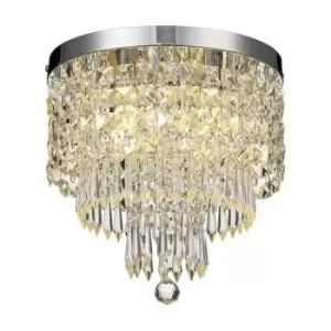 Image of Semi Flush Ceiling Light, 4 x G9, IP44, Polished Chrome, Crystal - Luminosa Lighting