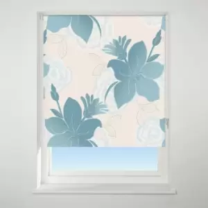 Image of Universal Patterned Lily Teal Blackout Roller Blind Teal (Green)
