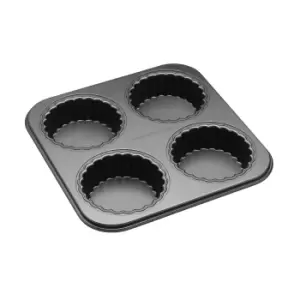 Image of MasterClass Non Stick Four Cup Tartlet Pan with Loose Bases 26cm Black