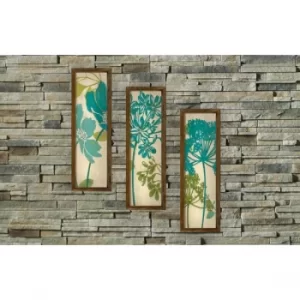 Image of KZM395 Brown Beige Green Mint Decorative Framed MDF Painting (3 Pieces)
