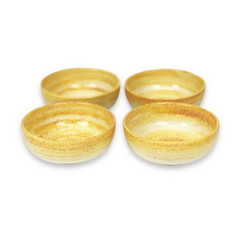 Image of Verano Spanish Ceramics Pastel Beach Hand Painted Kitchen Dining Table Small Bowl Set Of 4 Orange 10Cm (Diam)