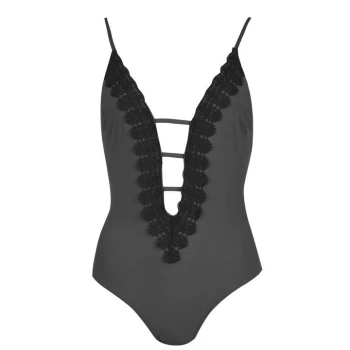 Image of Firetrap Lace Trim Swimsuit Ladies - Grey